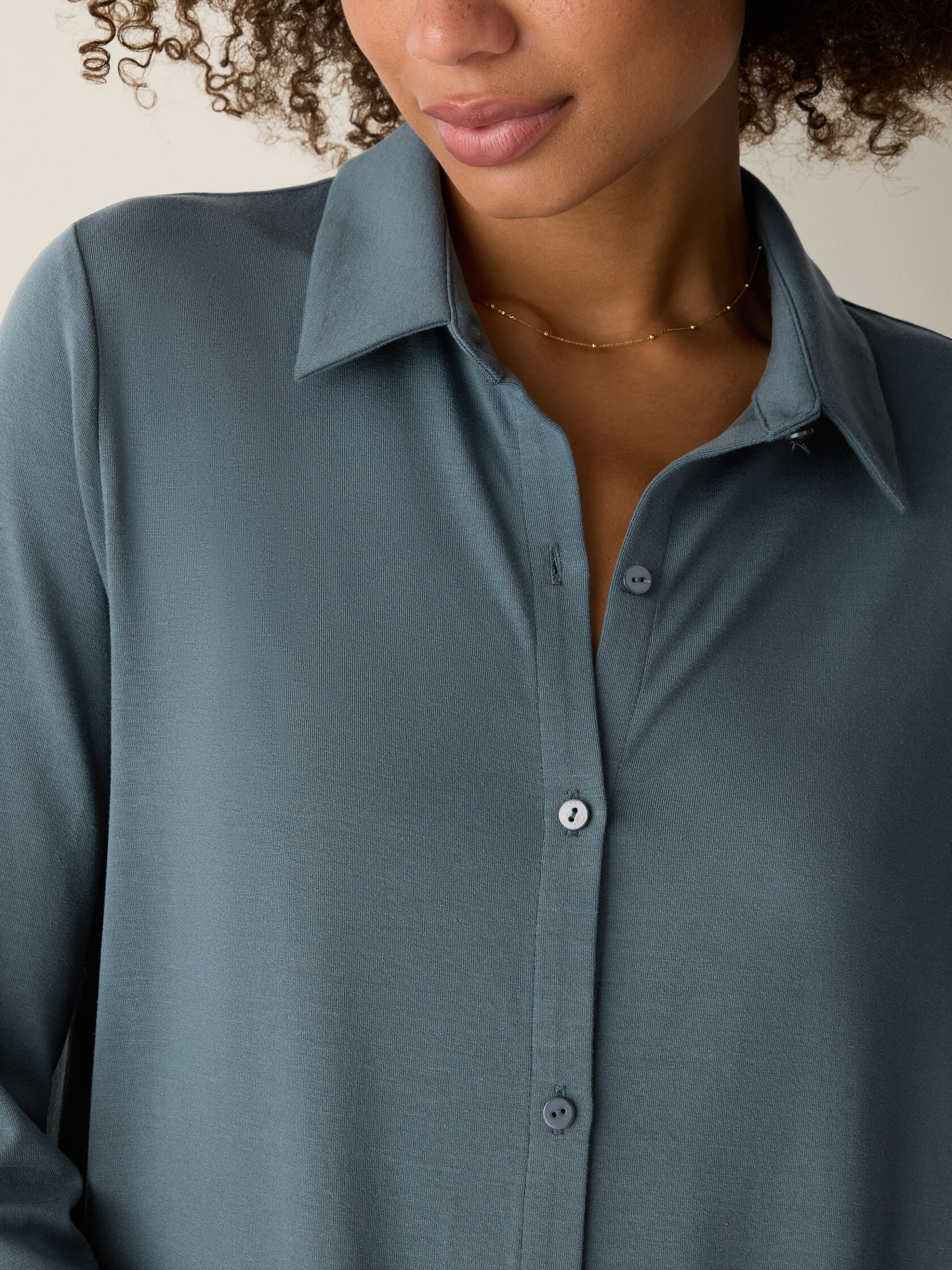 Stretch Jersey Knit Classic Collar Oval Dress