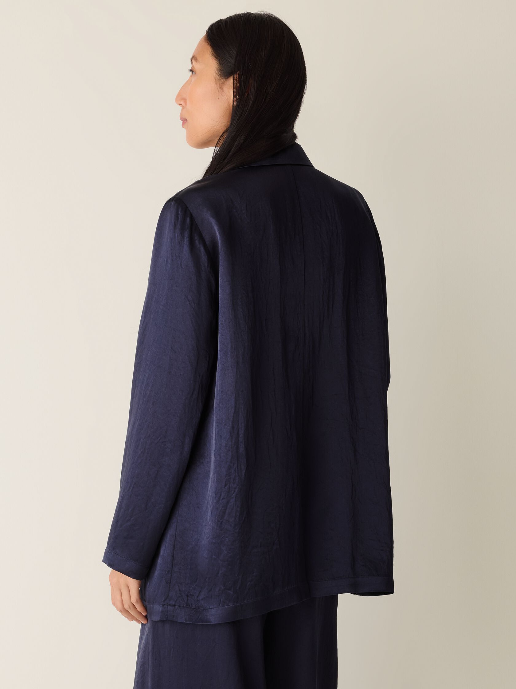 Textured Satin Long Blazer