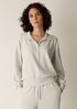 Waffle Cotton Blend Doubleknit High Collar Henley Top