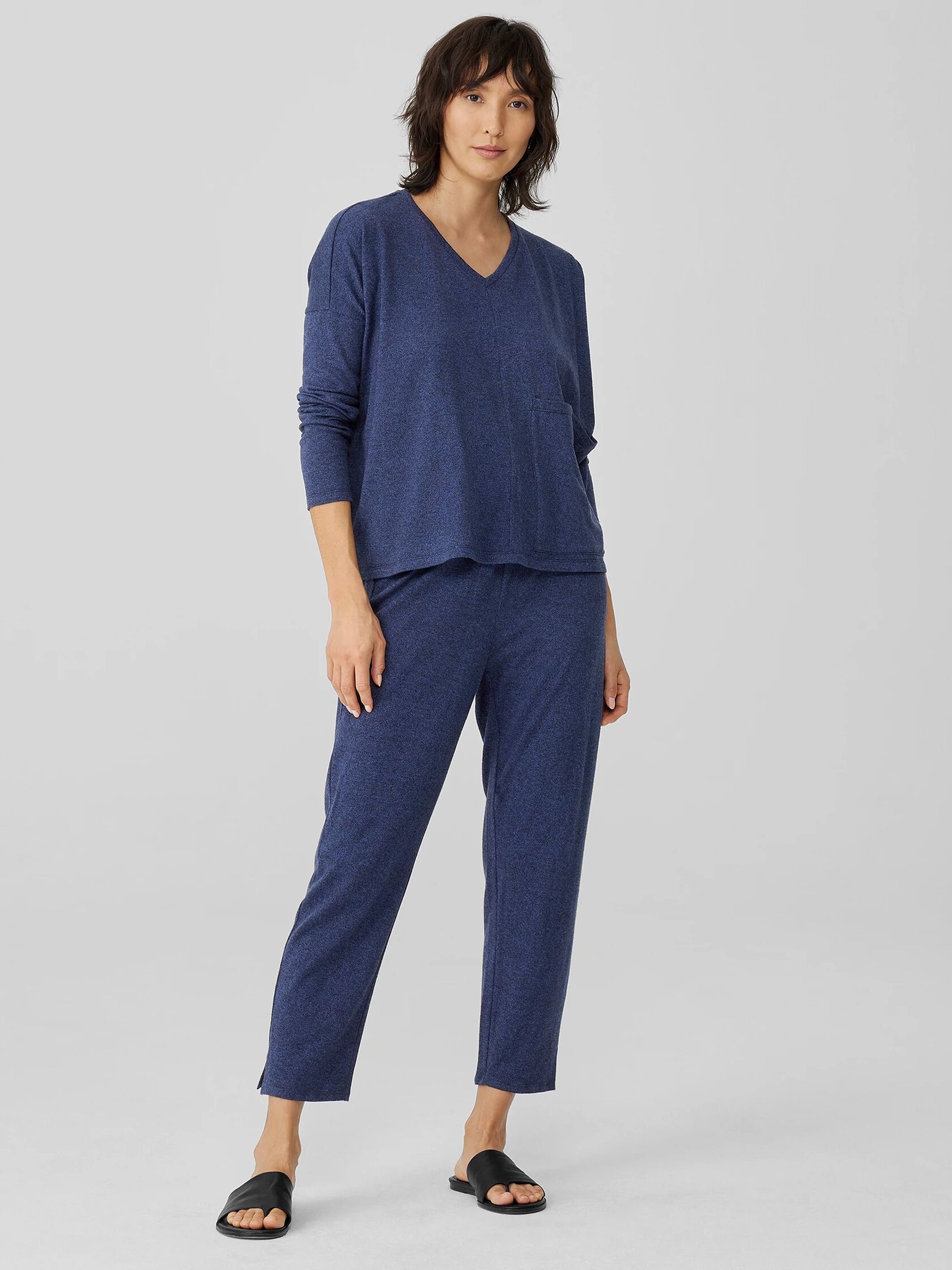 Cotton Hemp Melange V-Neck Top