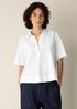 Organic Cotton Poplin Split Neck Top