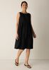 Pleated Silk Bateau Neck Dress