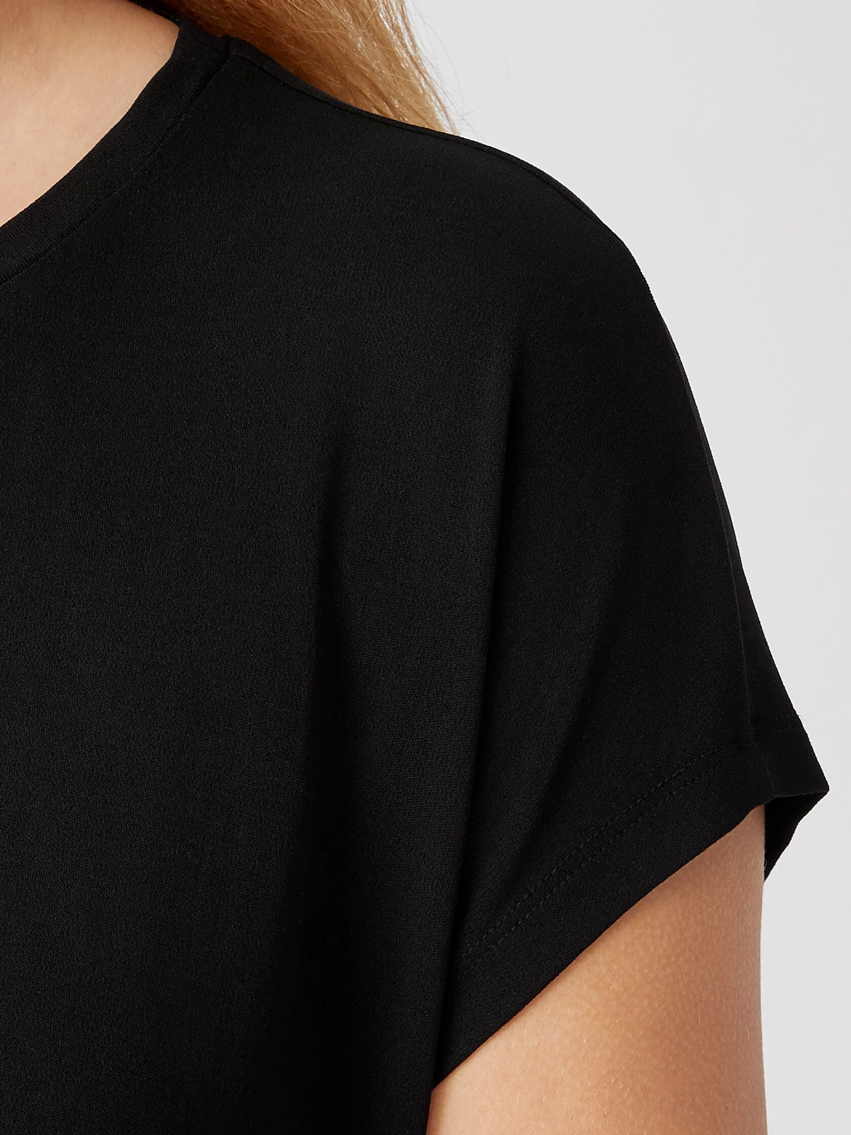 Stretch Silk Jersey Crew Neck Dress