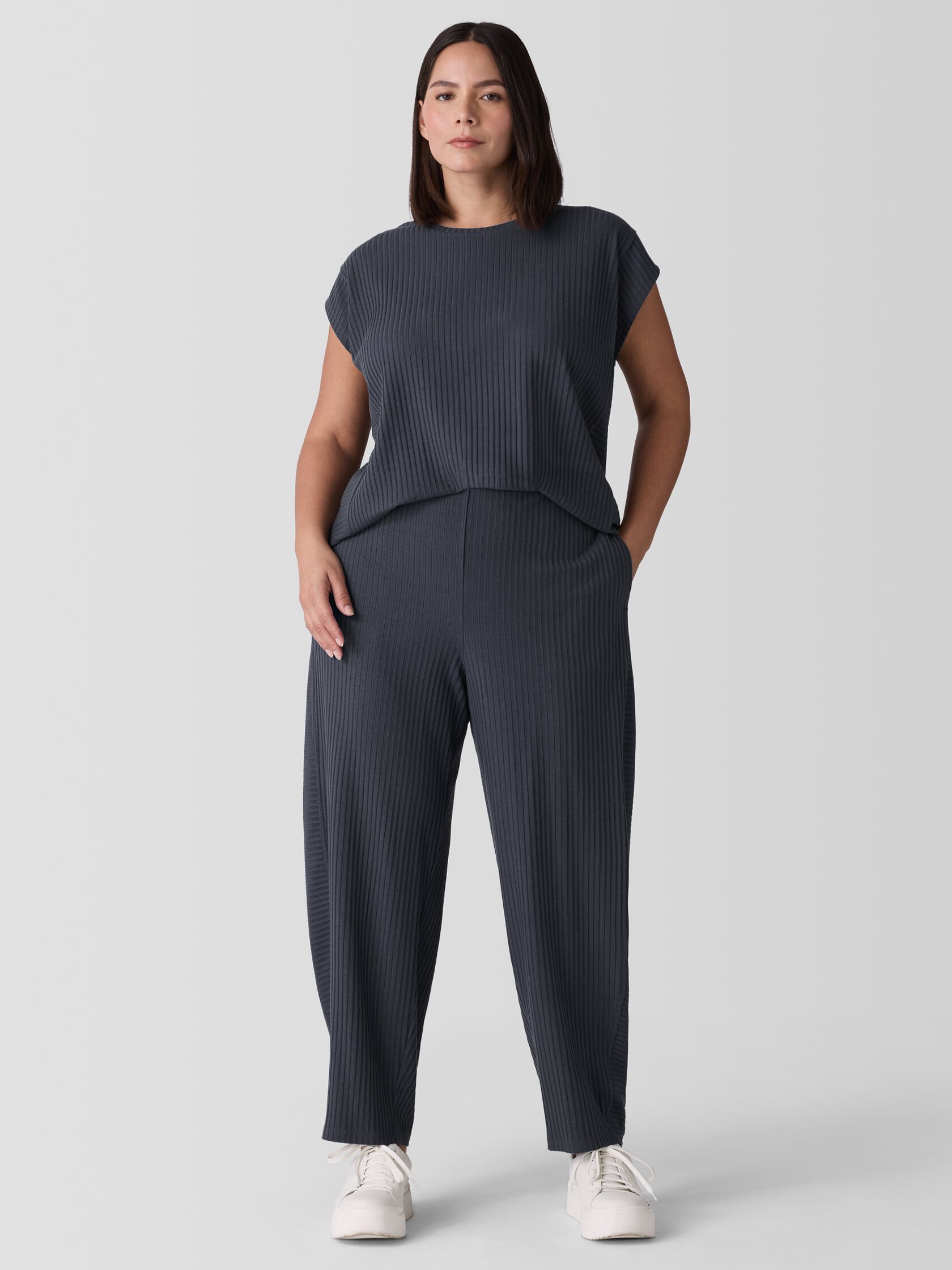 Textured Stretch Rib Lantern Pant