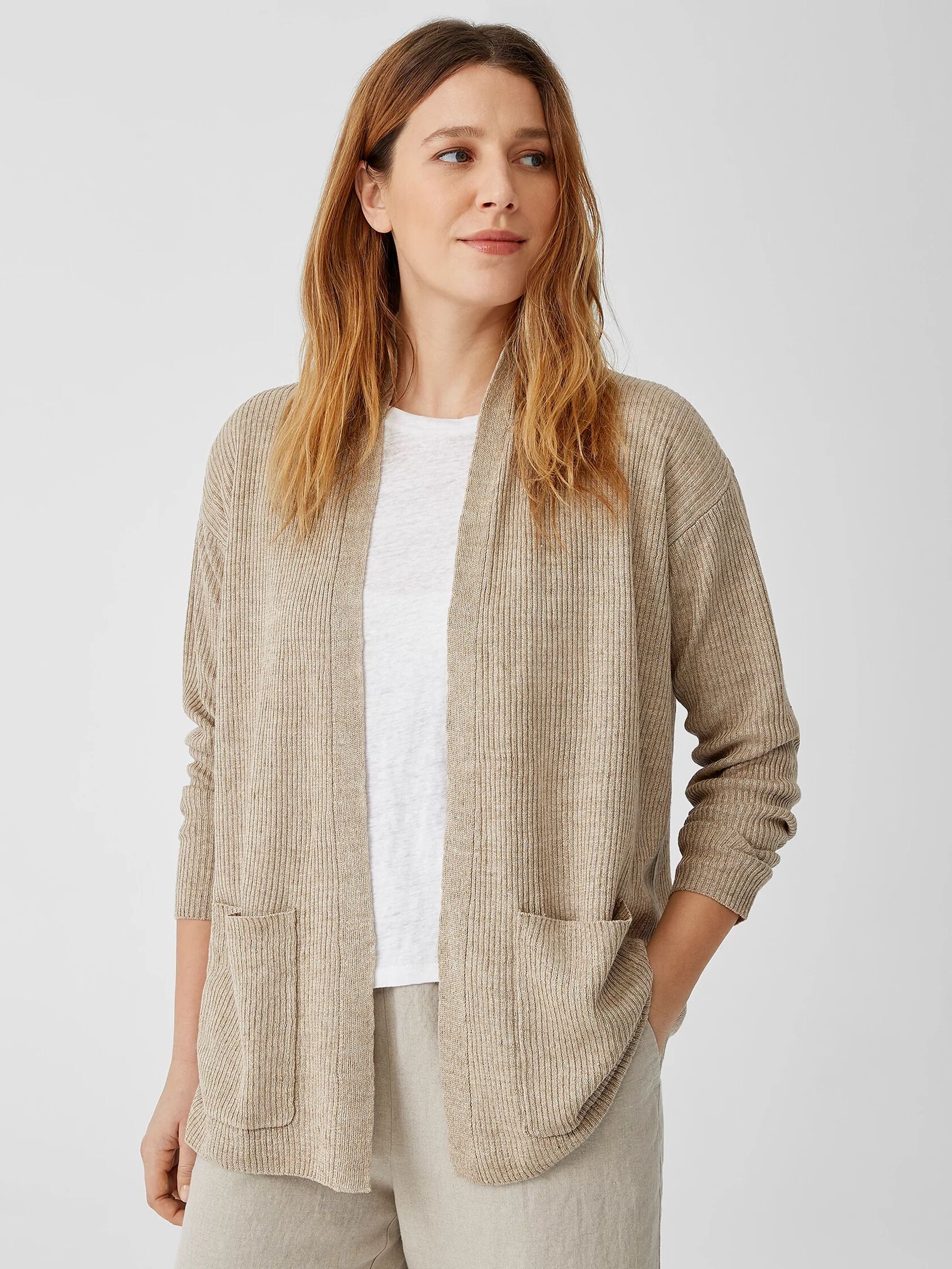 Organic Linen Delave High Collar Cardigan