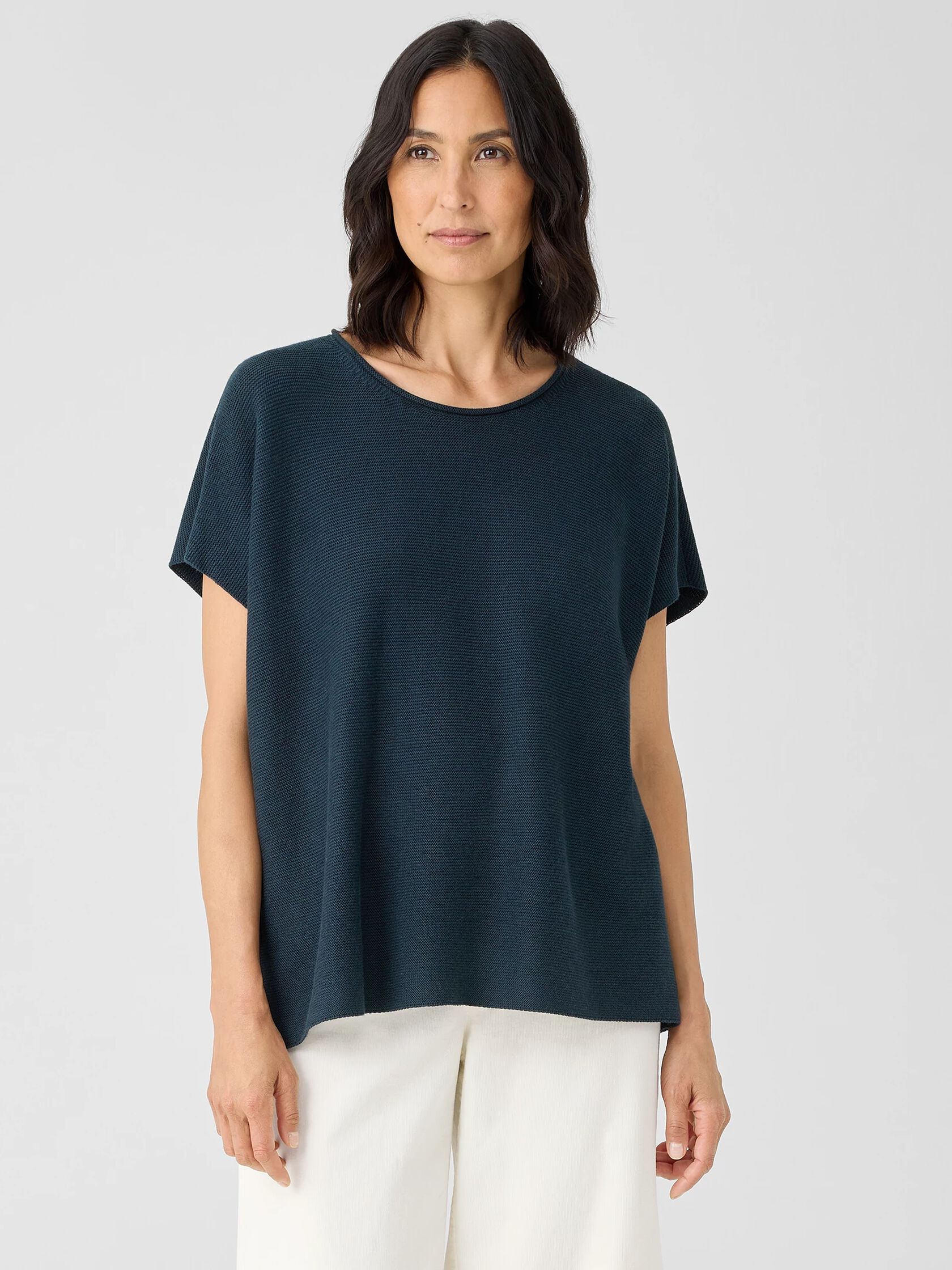 Peruvian Cotton Blend Crew Neck Top