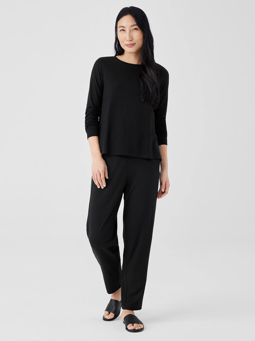 Stretch Jersey Knit Crew Neck Top