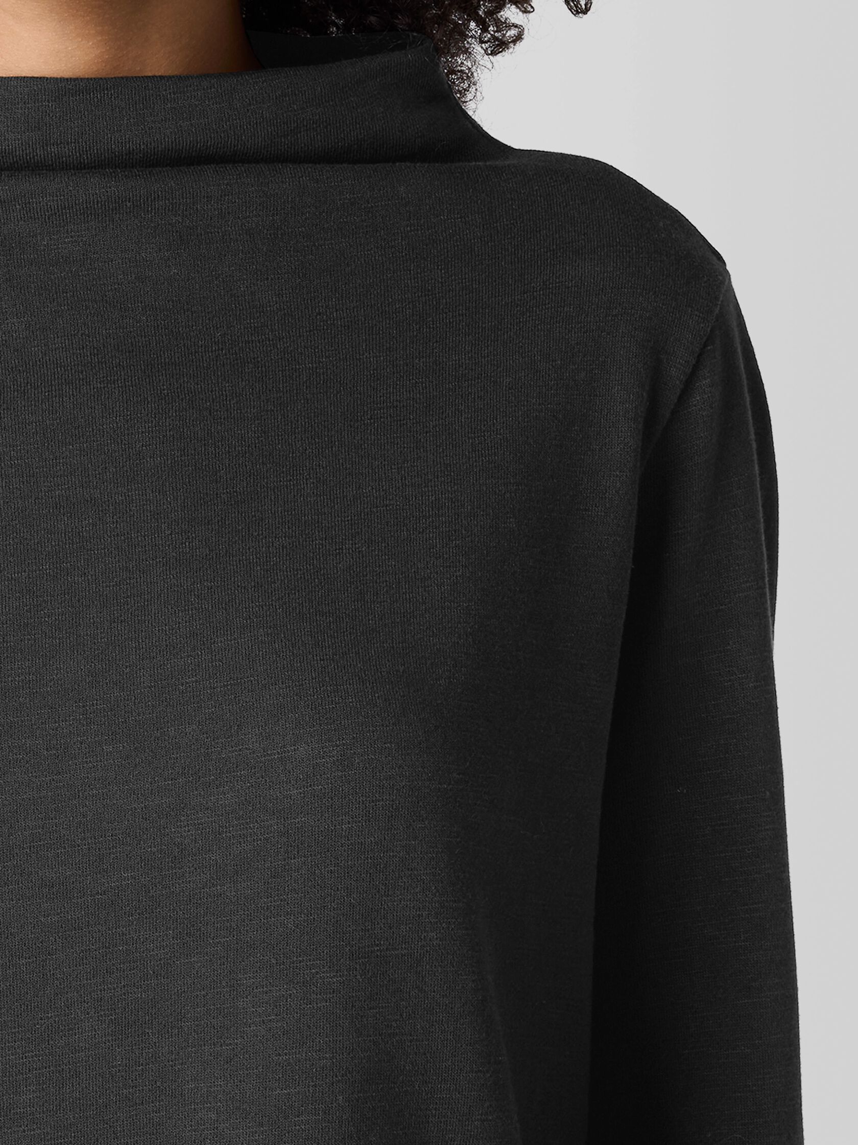 Garment-Dyed Terry Funnel Neck Top