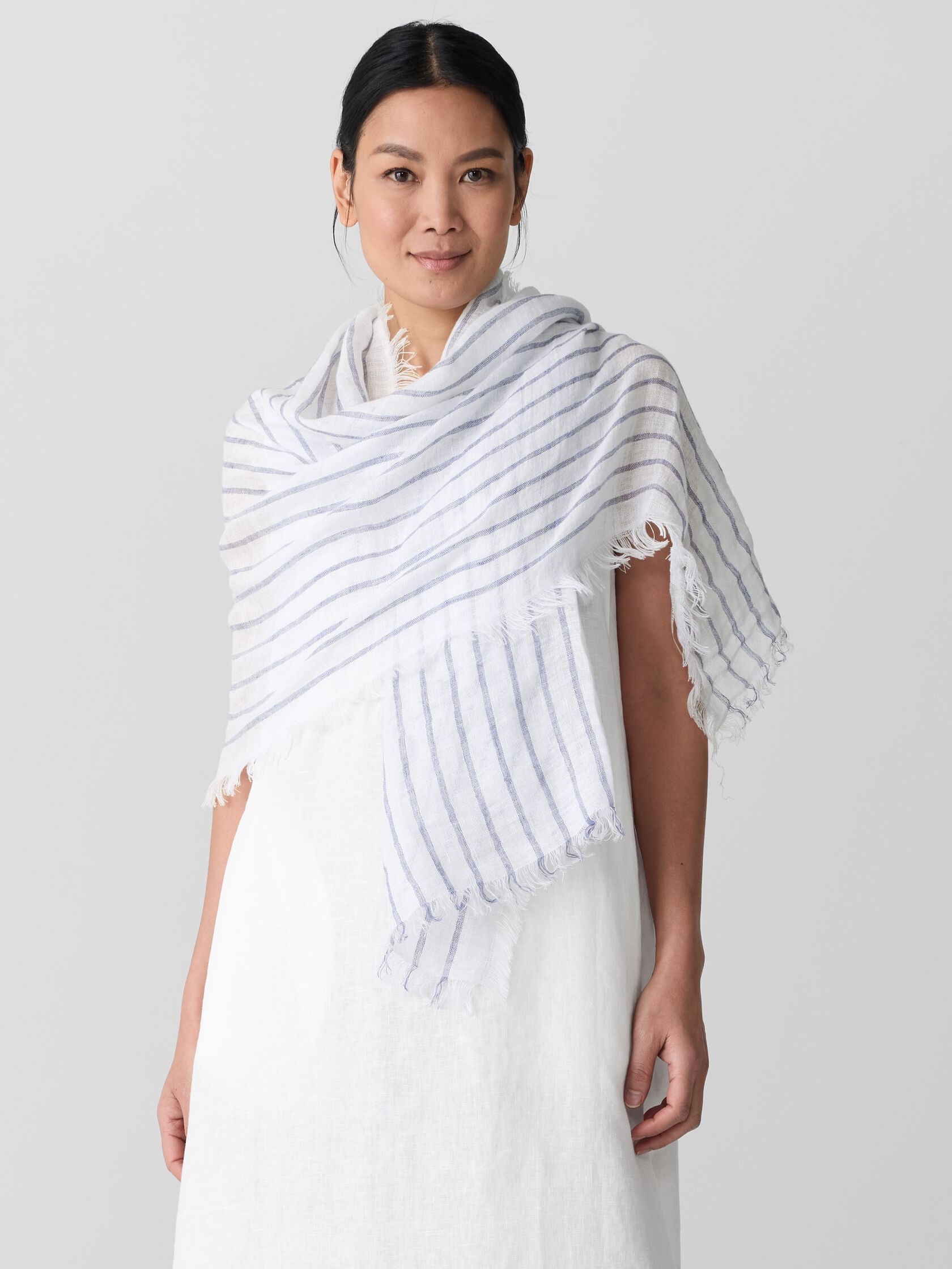 Striped Organic Linen Scarf