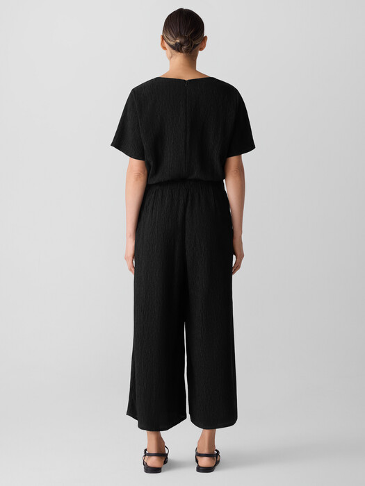 Woven Plissé Jumpsuit