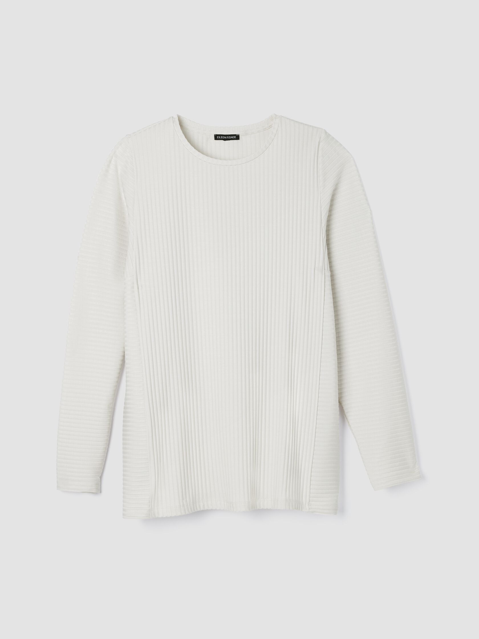 Textured Stretch Rib Round Neck Long-Sleeve Top