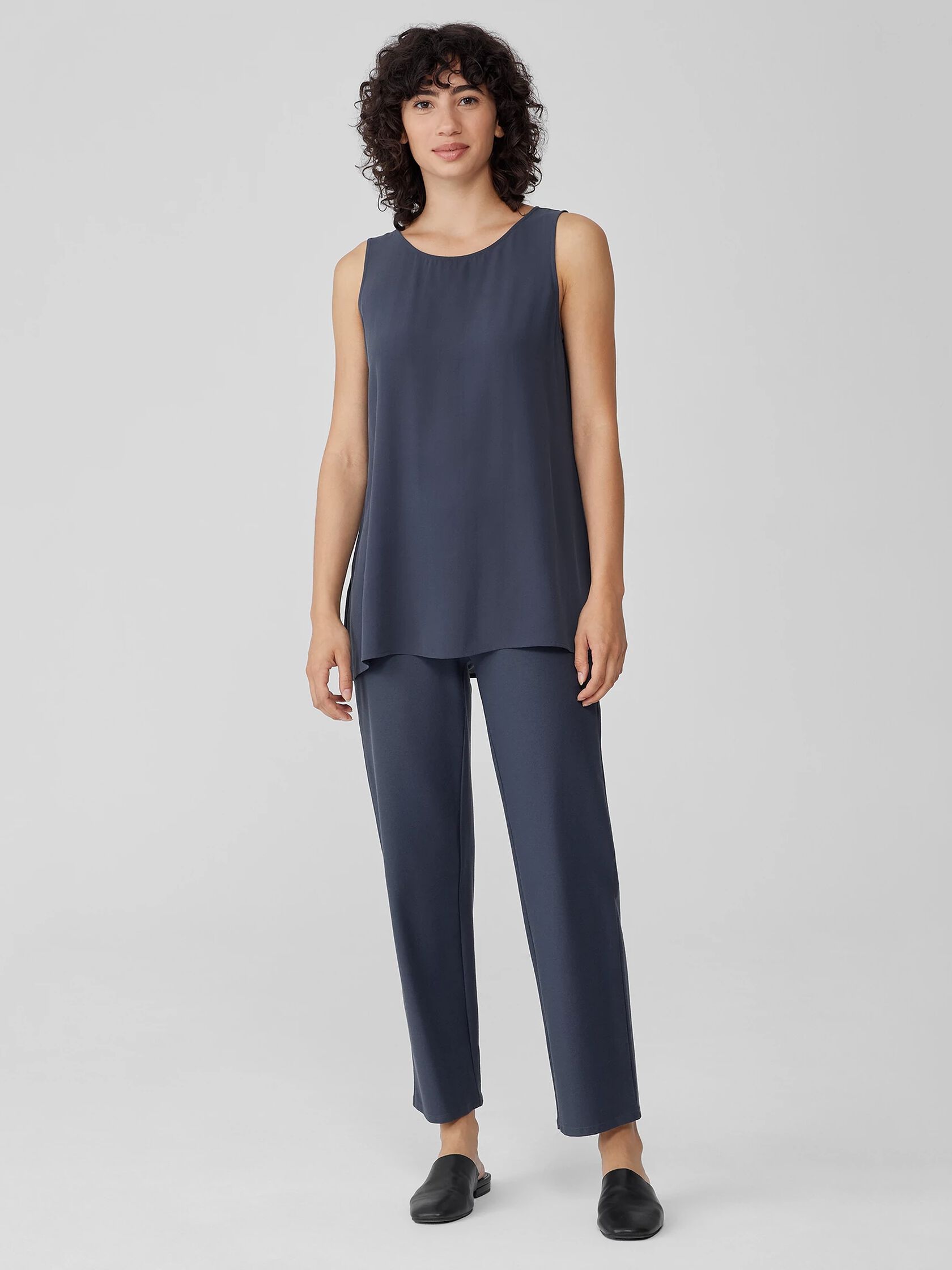 Washable Stretch Crepe Straight Pant