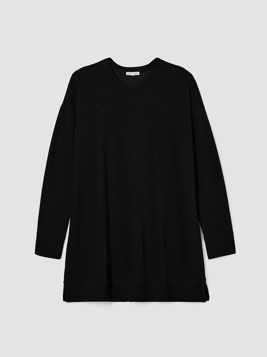 Organic Cotton Slubby Rib Knit Crew Neck Top