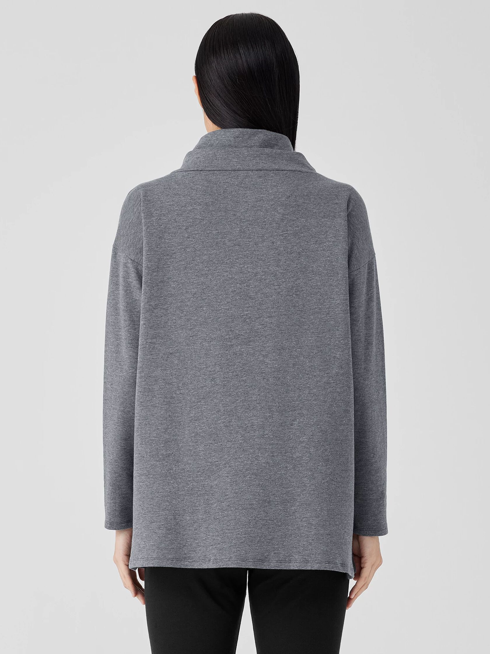 Cozy Brushed Terry Hug Funnel Neck Long Top