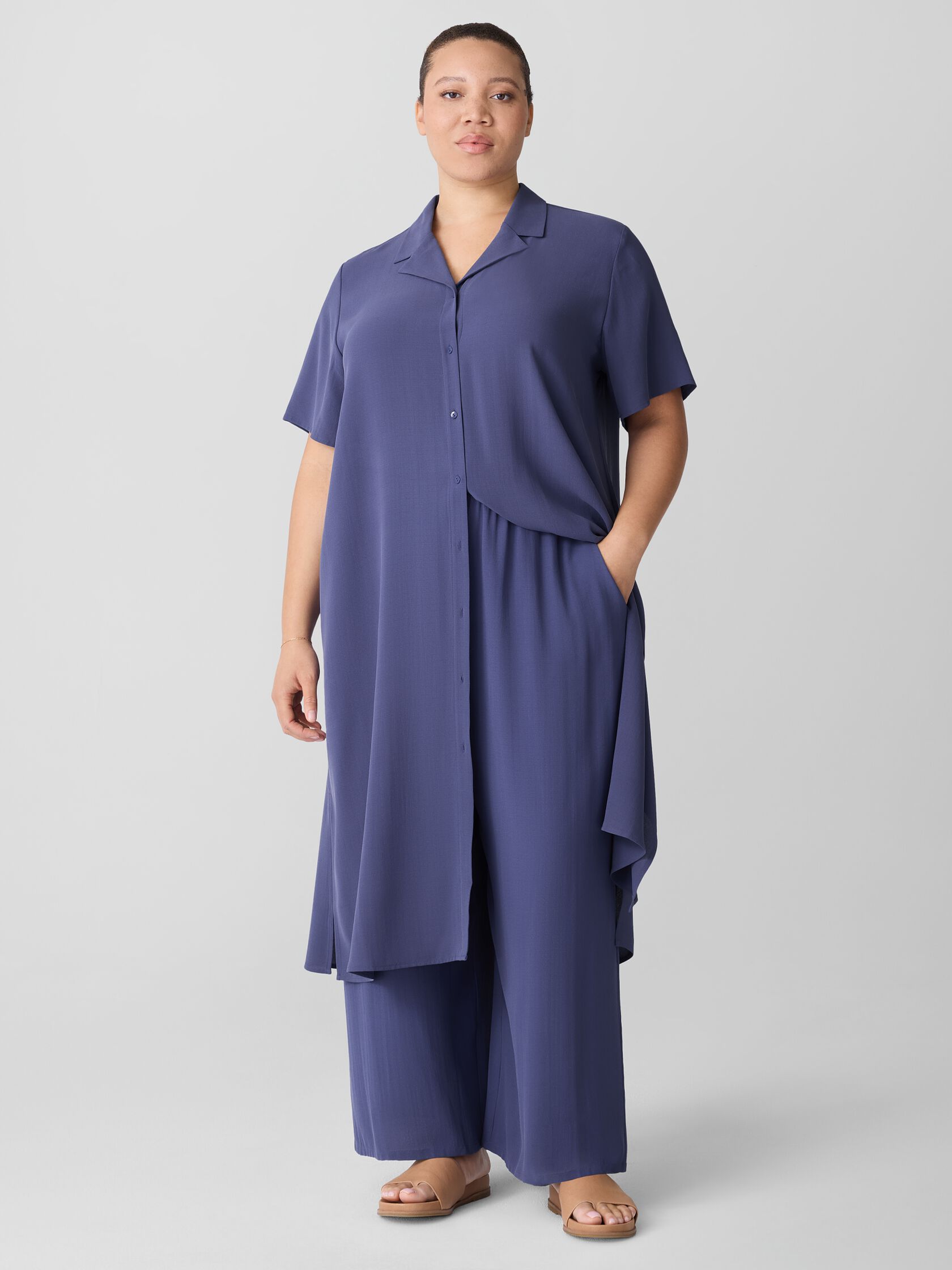 Silk Georgette Crepe Wide-Leg Pant