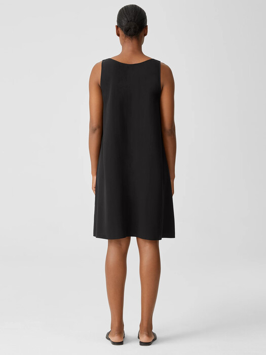 Silk Georgette Crepe Scoop Neck Dress