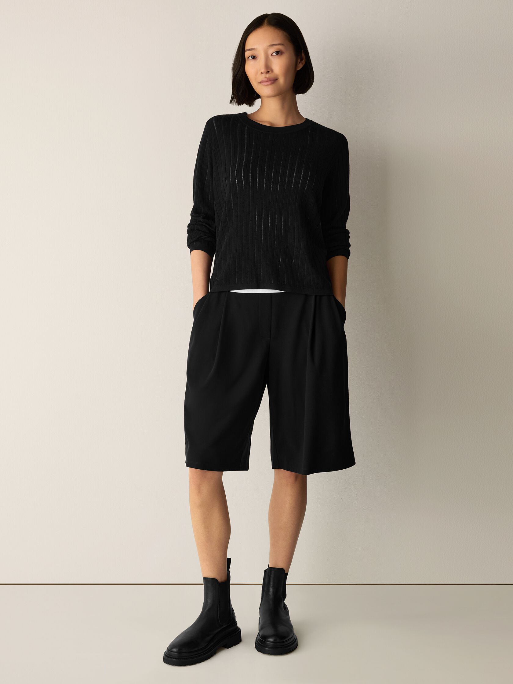Superfine Merino Crew Neck Top in Regenerative Wool