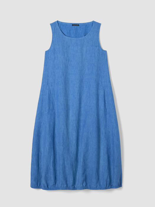 Washed Organic Linen Délavé Lantern Dress