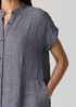 Puckered Organic Linen Shirtdress