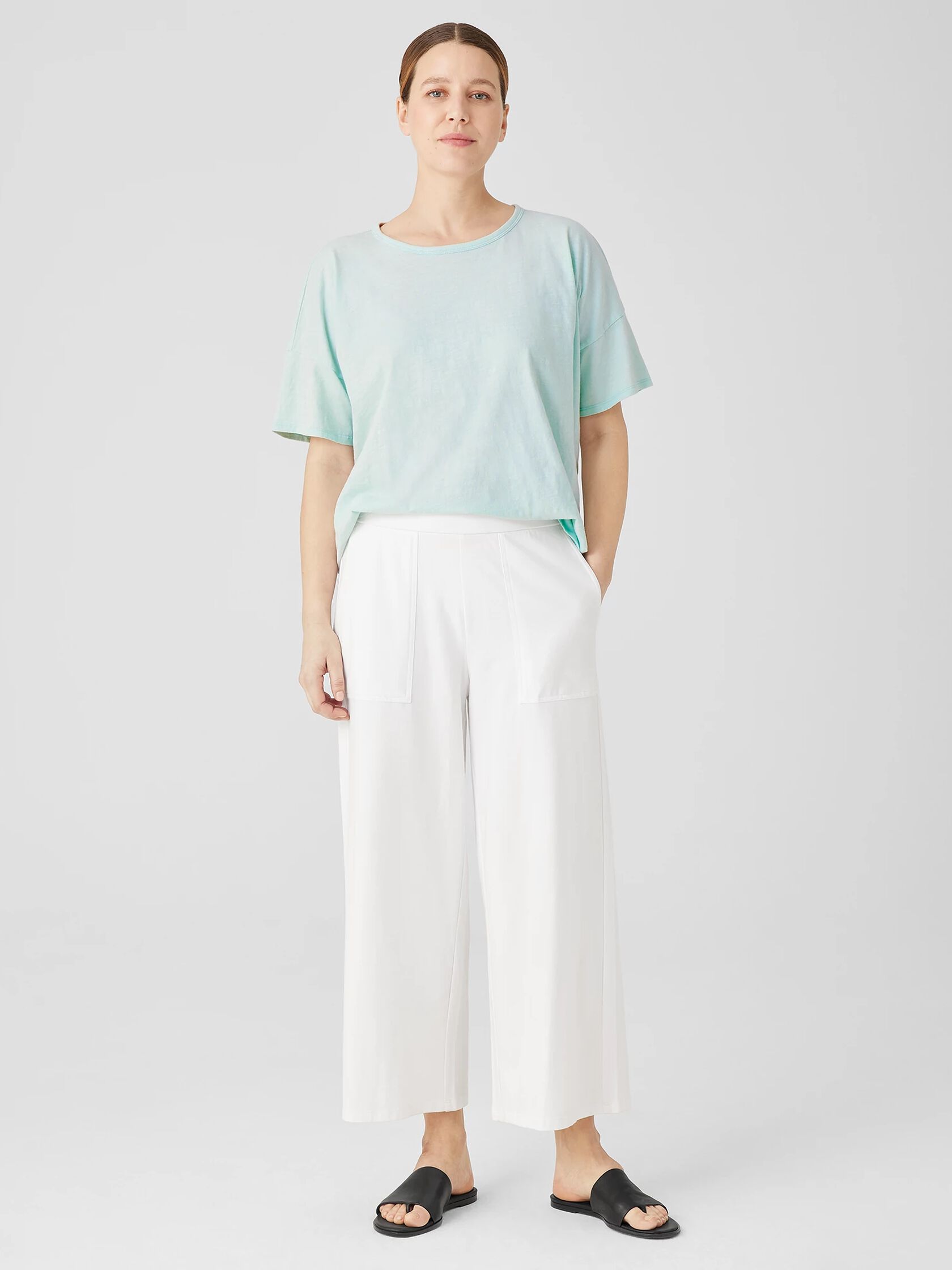 Pima Cotton Stretch Jersey Wide-Leg Pant