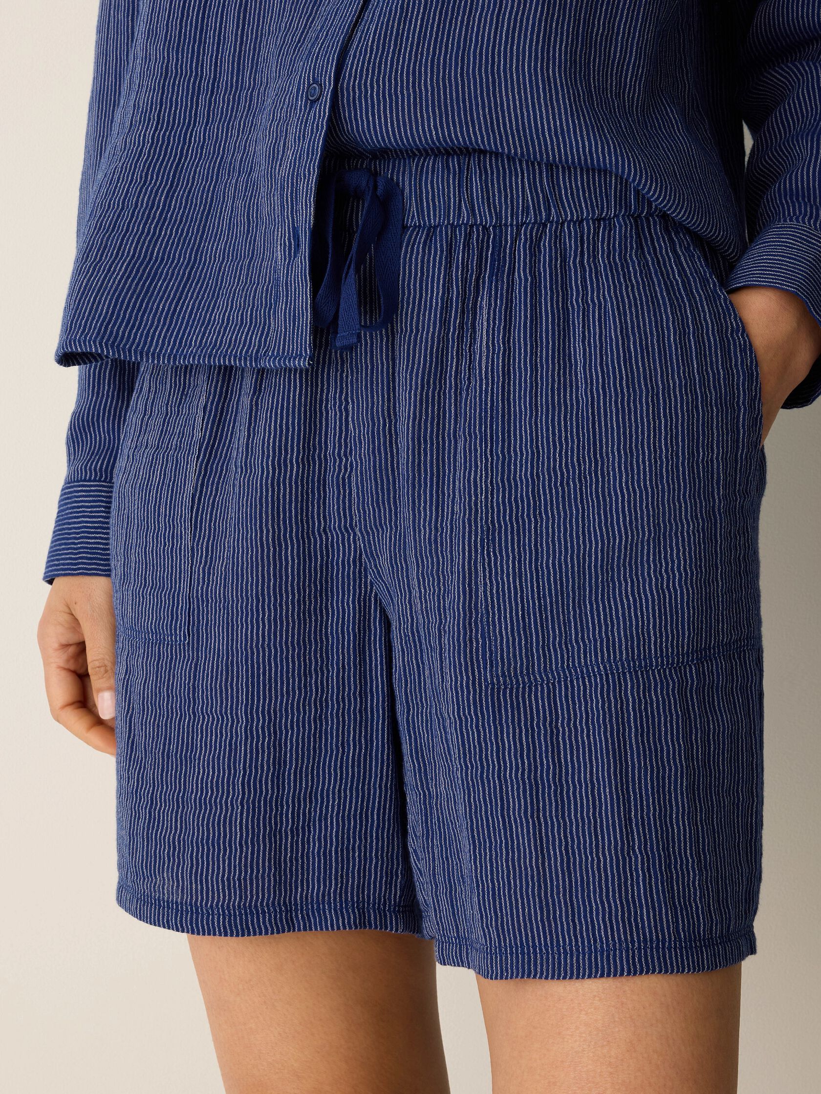 Striped Organic Cotton Gauze Walking Shorts