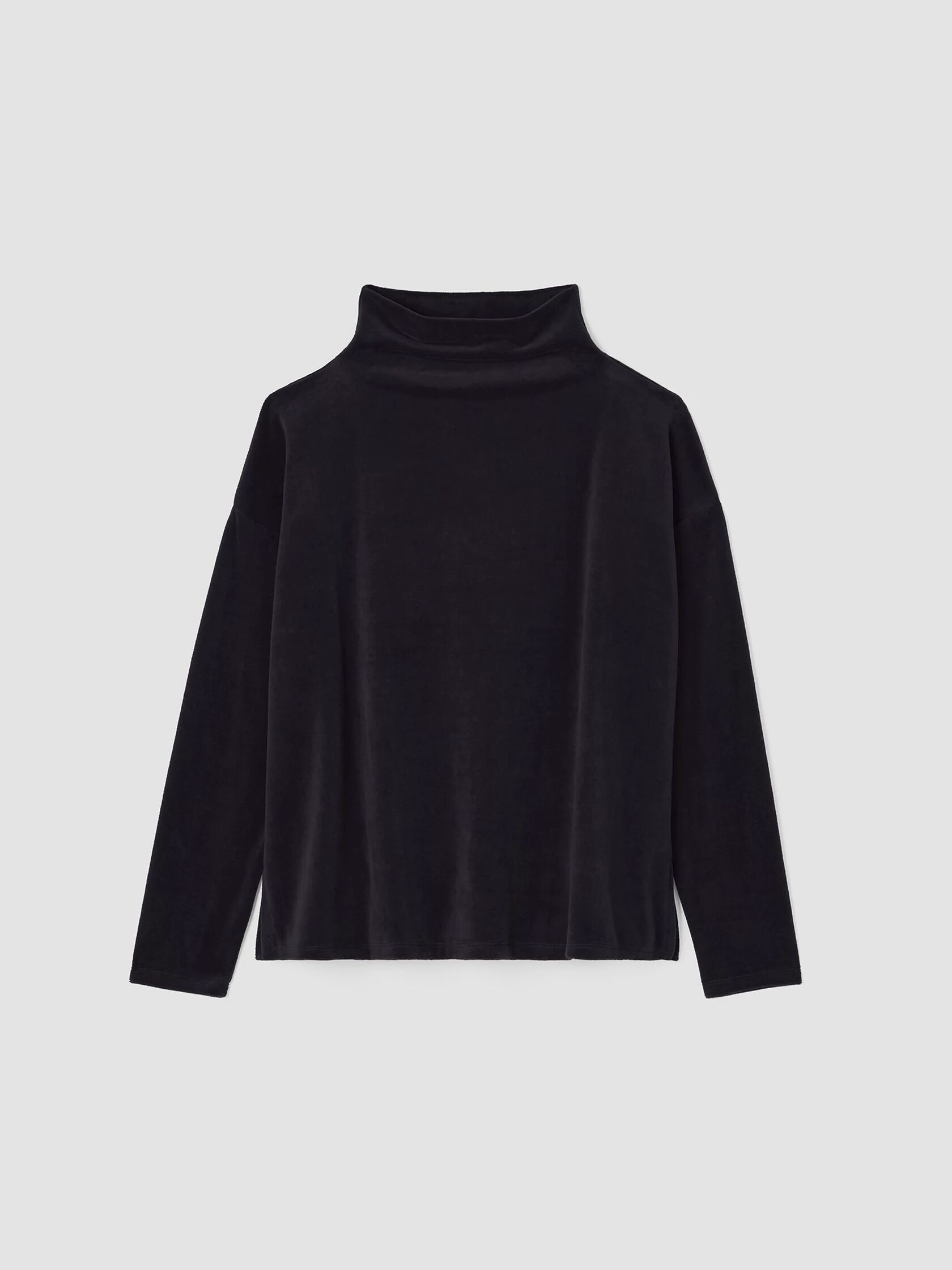 Cotton Velour Funnel Neck Box-Top