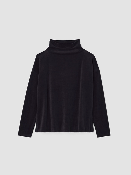 Cotton Velour Funnel Neck Box-Top