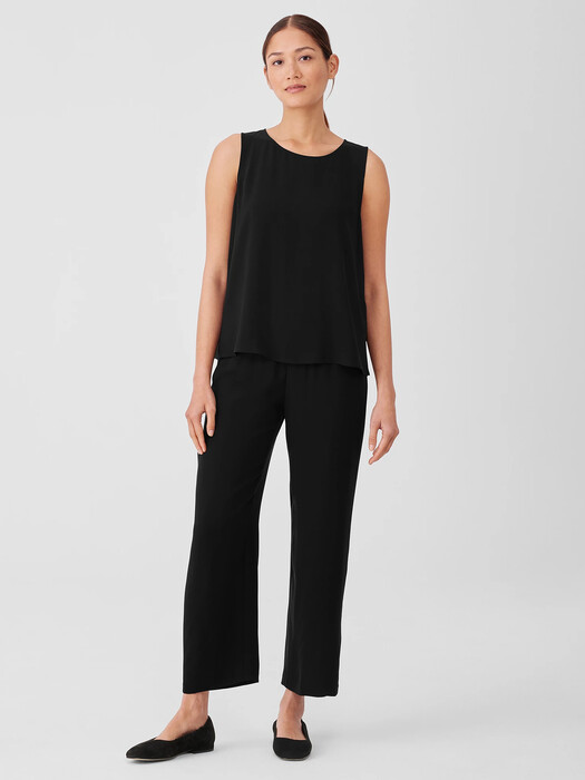 Silk Georgette Crepe Round Neck Tank