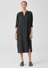 Puckered Organic Linen Mandarin Collar Shirtdress