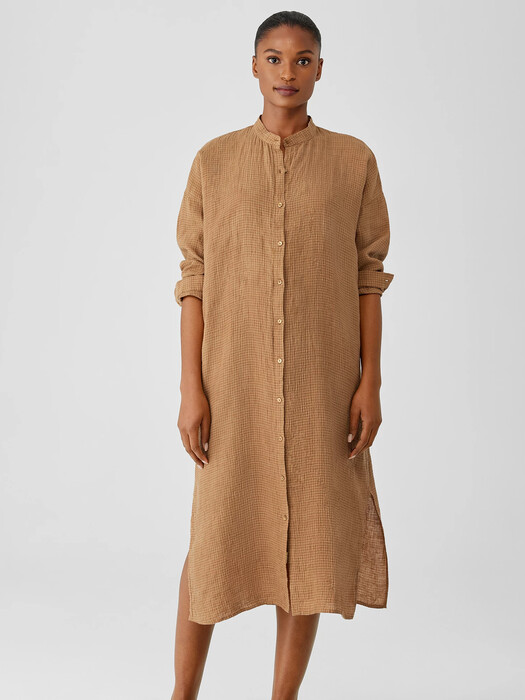 Puckered Organic Linen Long Shirtdress | EILEEN FISHER Puckered Organic Linen Long Shirtdress | EILEEN FISHER