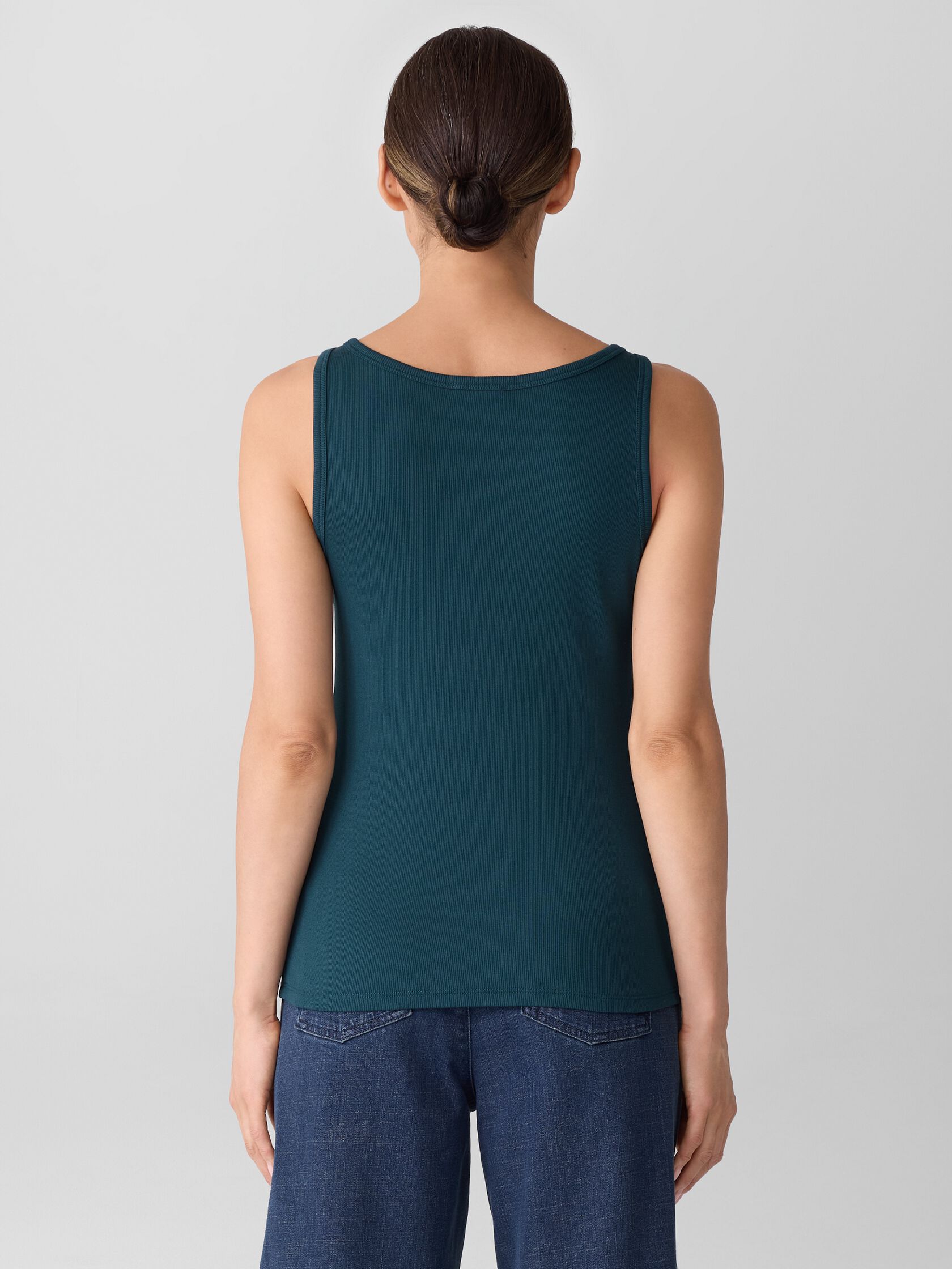 Organic Cotton Stretch Rib Scoop Neck Tank