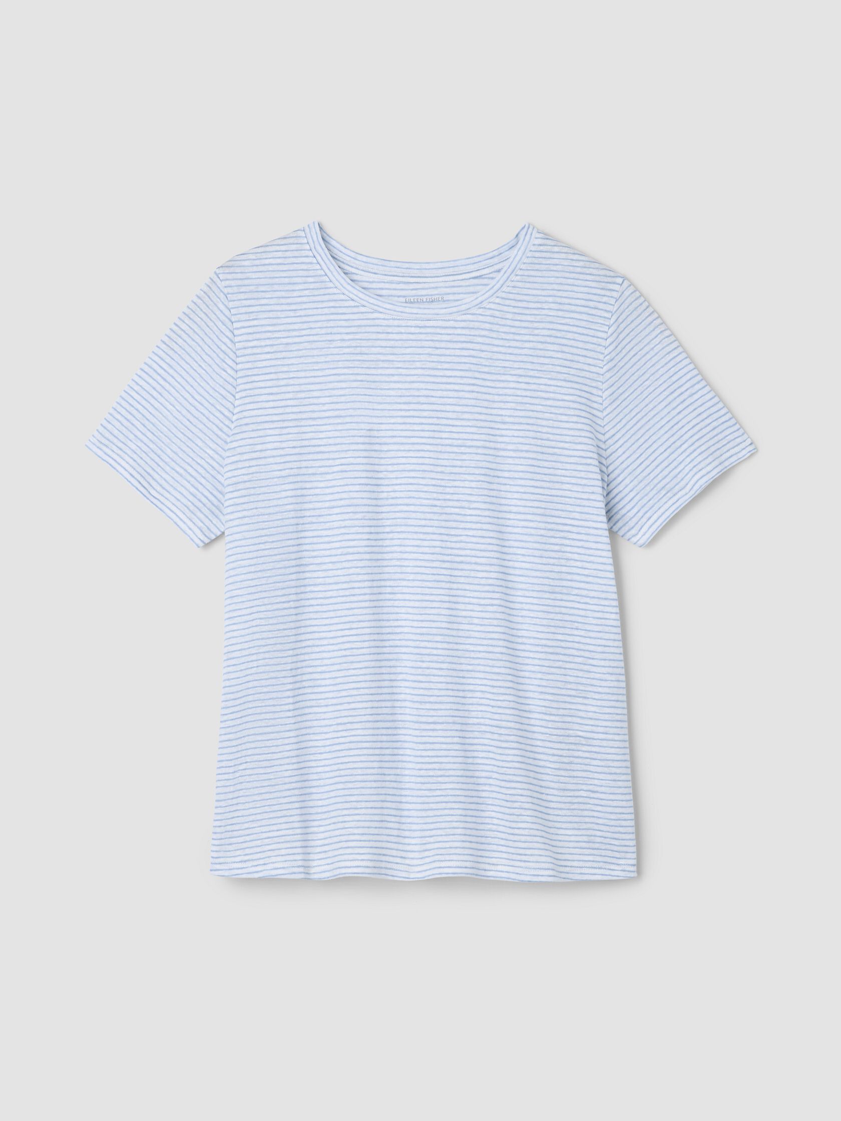 Striped Organic Linen Jersey Crew Neck Tee