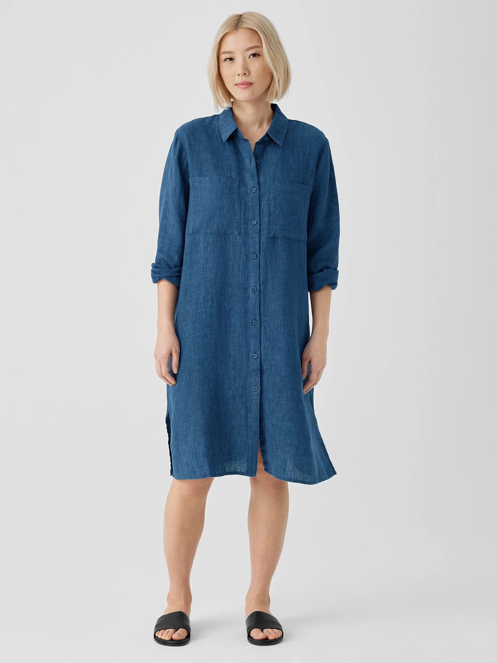 Washed Organic Linen Délavé Shirtdress