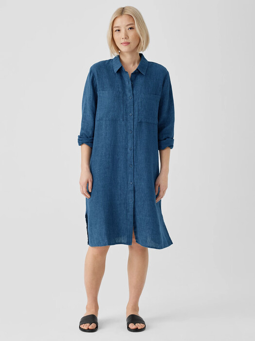 Washed Organic Linen Dlav Shirtdress | EILEEN FISHER Washed Organic Linen Dlav Shirtdress | EILEEN FISHER