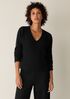 Italian Cashmere Ribbed V-Neck Top