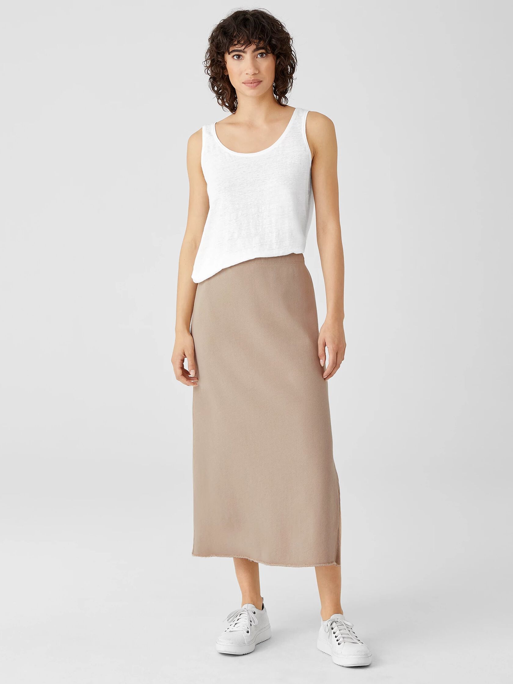 Lightweight Organic Cotton Terry A-Line Skirt