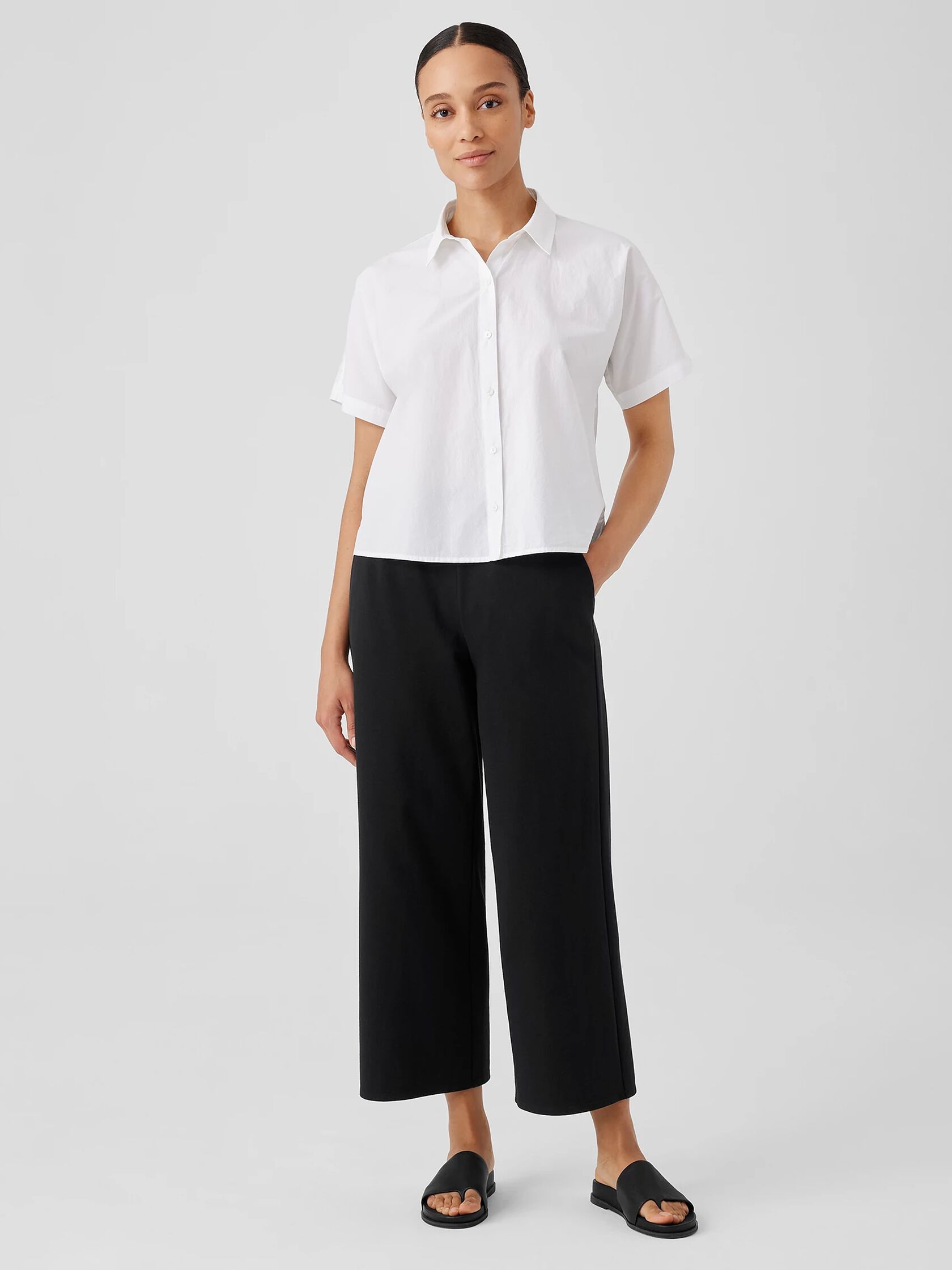 Cotton Blend Ponte Wide-Leg Pant