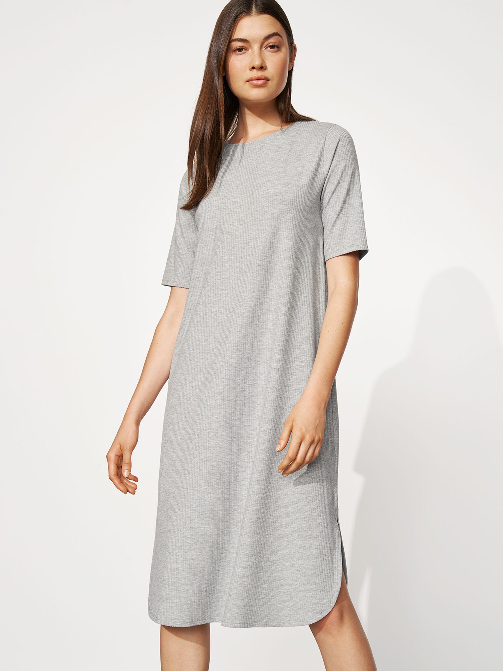 Tencel Rib Crew Neck Dress