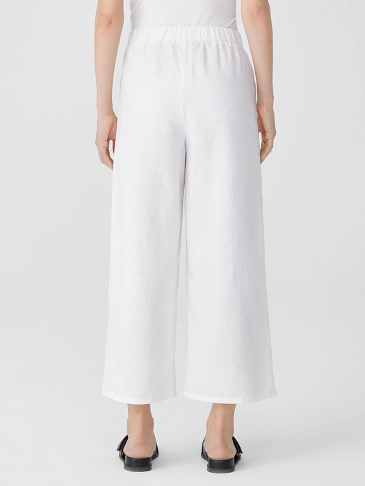 Wide-Leg Organic Linen Pants - Navy Blue - Magnifissance Store