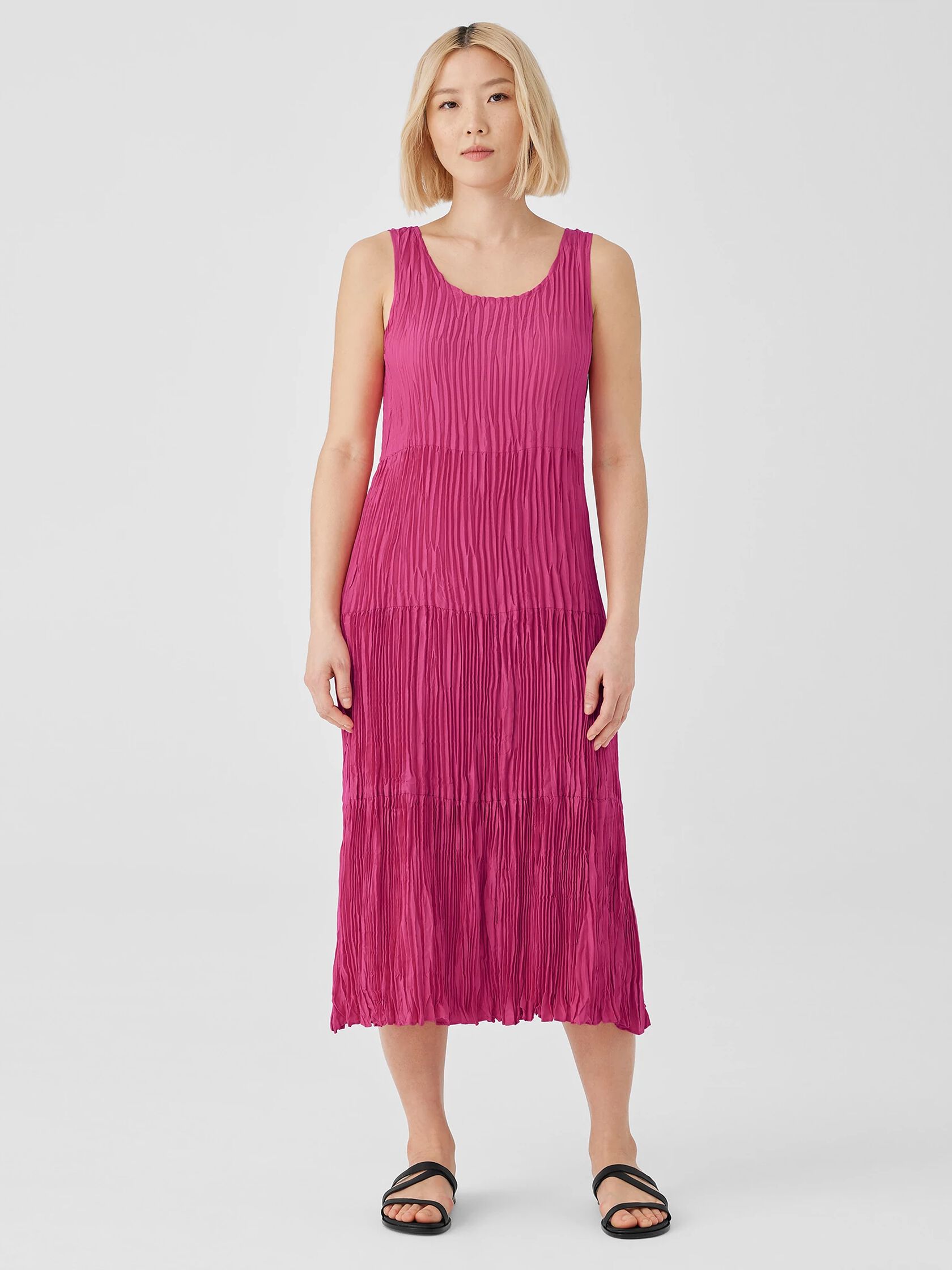 Crushed Silk Tiered Dress