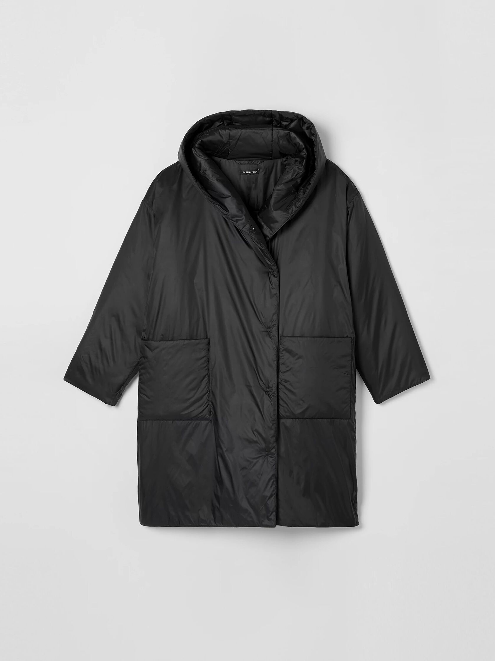 Eggshell Recycled Nylon Hooded Long Coat