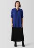 Silk Georgette Crepe Classic Collar Long Shirt