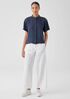 Washed Organic Linen Délavé Band Collar Shirt