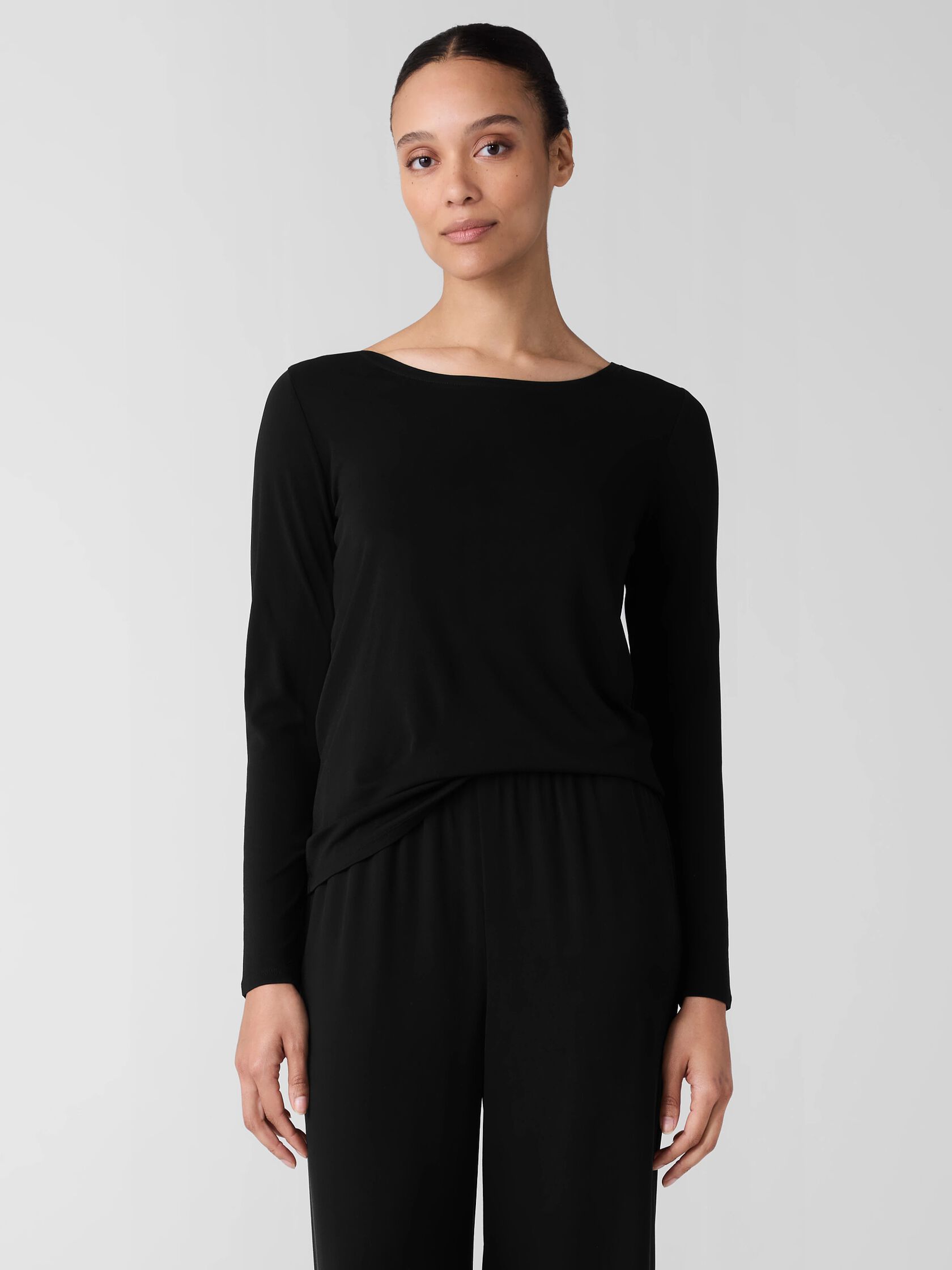 Stretch Silk Jersey Scoop Neck Top