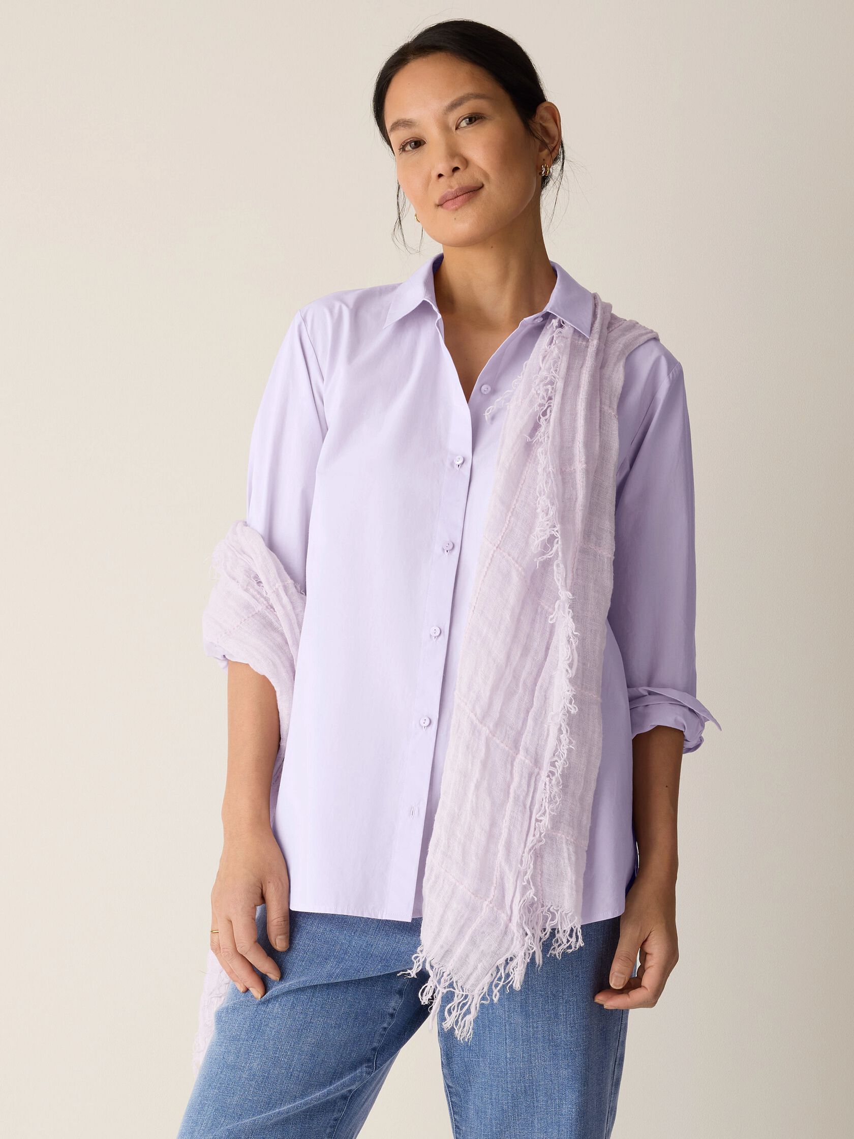 Organic Linen Cotton Squares Scarf