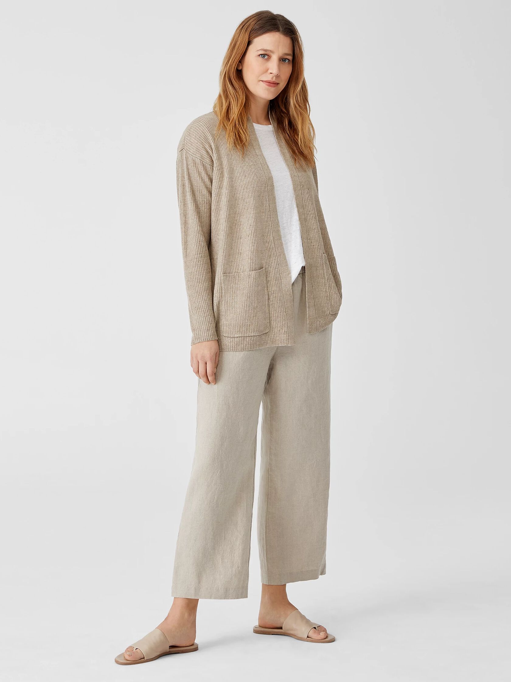 Organic Linen Delave High Collar Cardigan