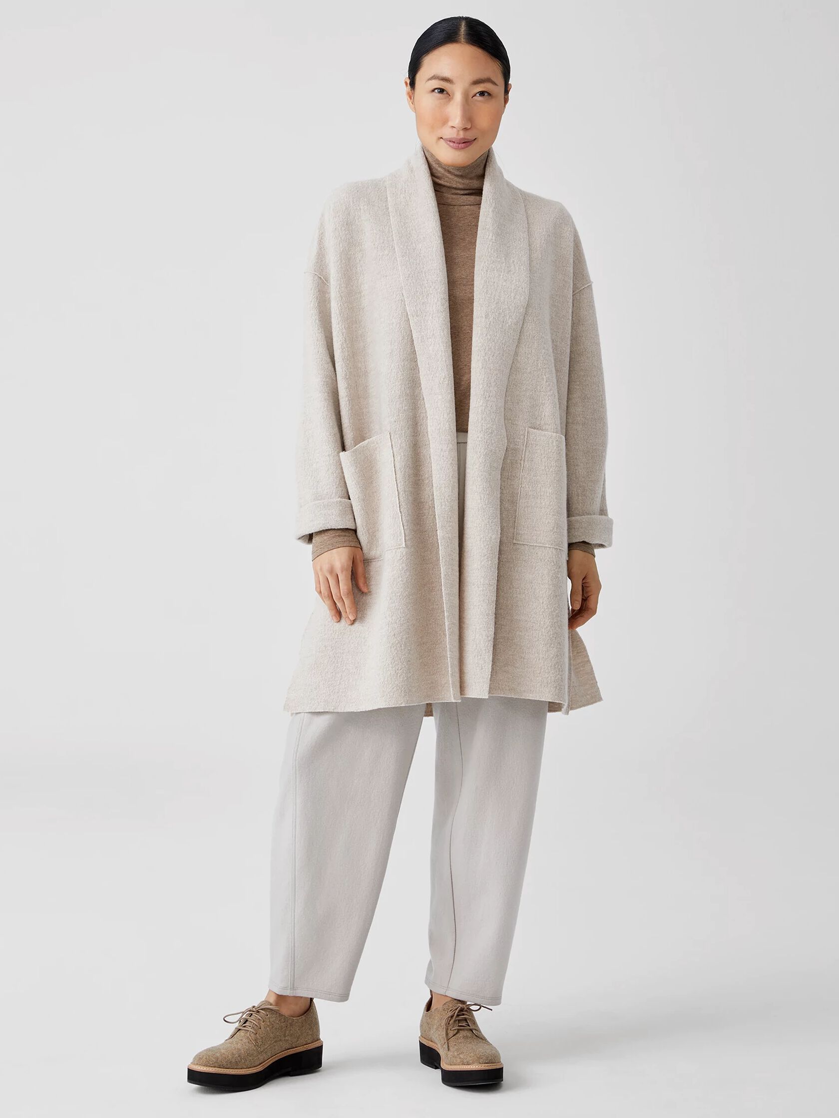 Lightweight Boiled Wool Coat in Responsible Wool