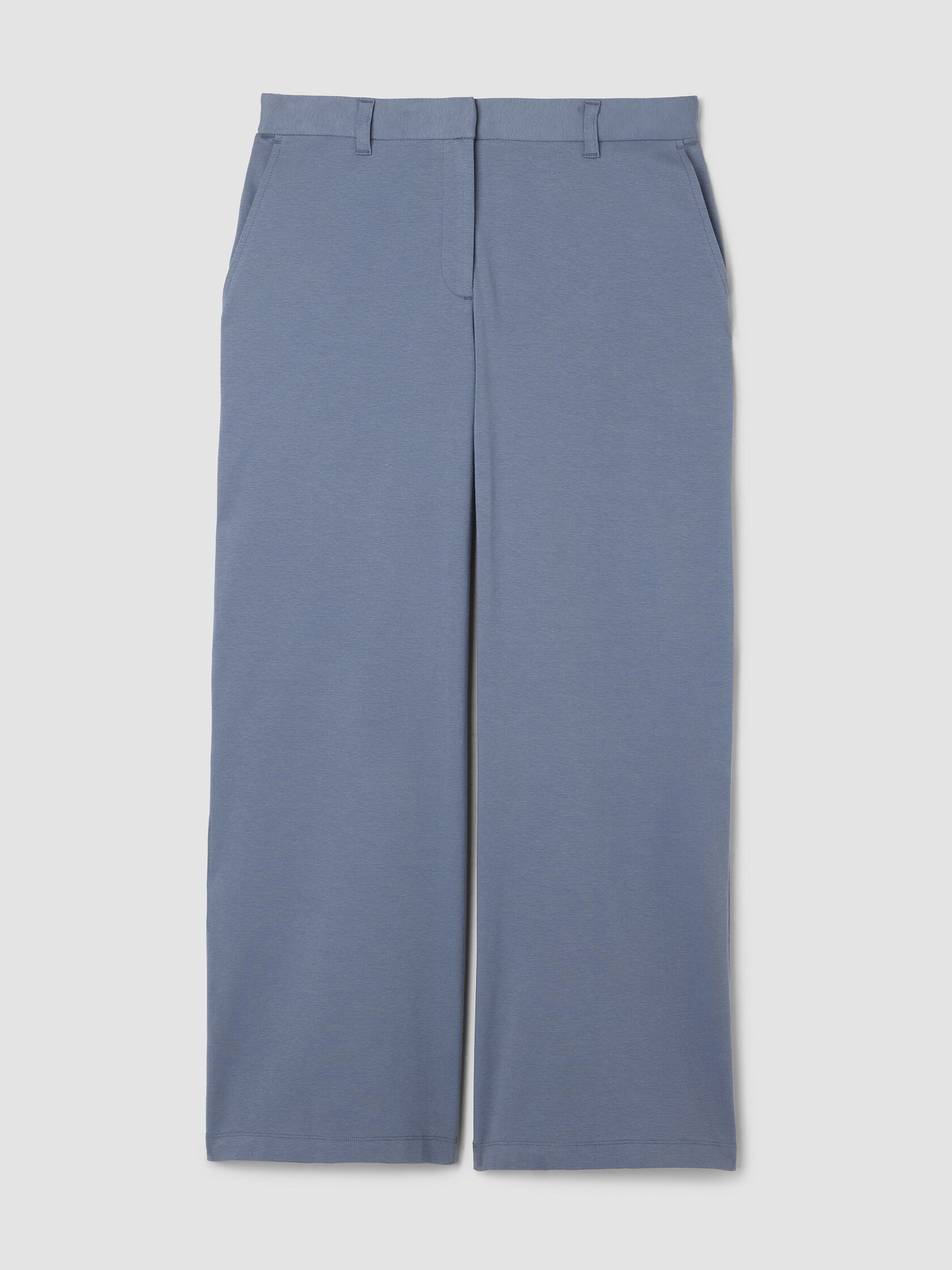 Cotton Blend Ponte Wide-Leg Trouser
