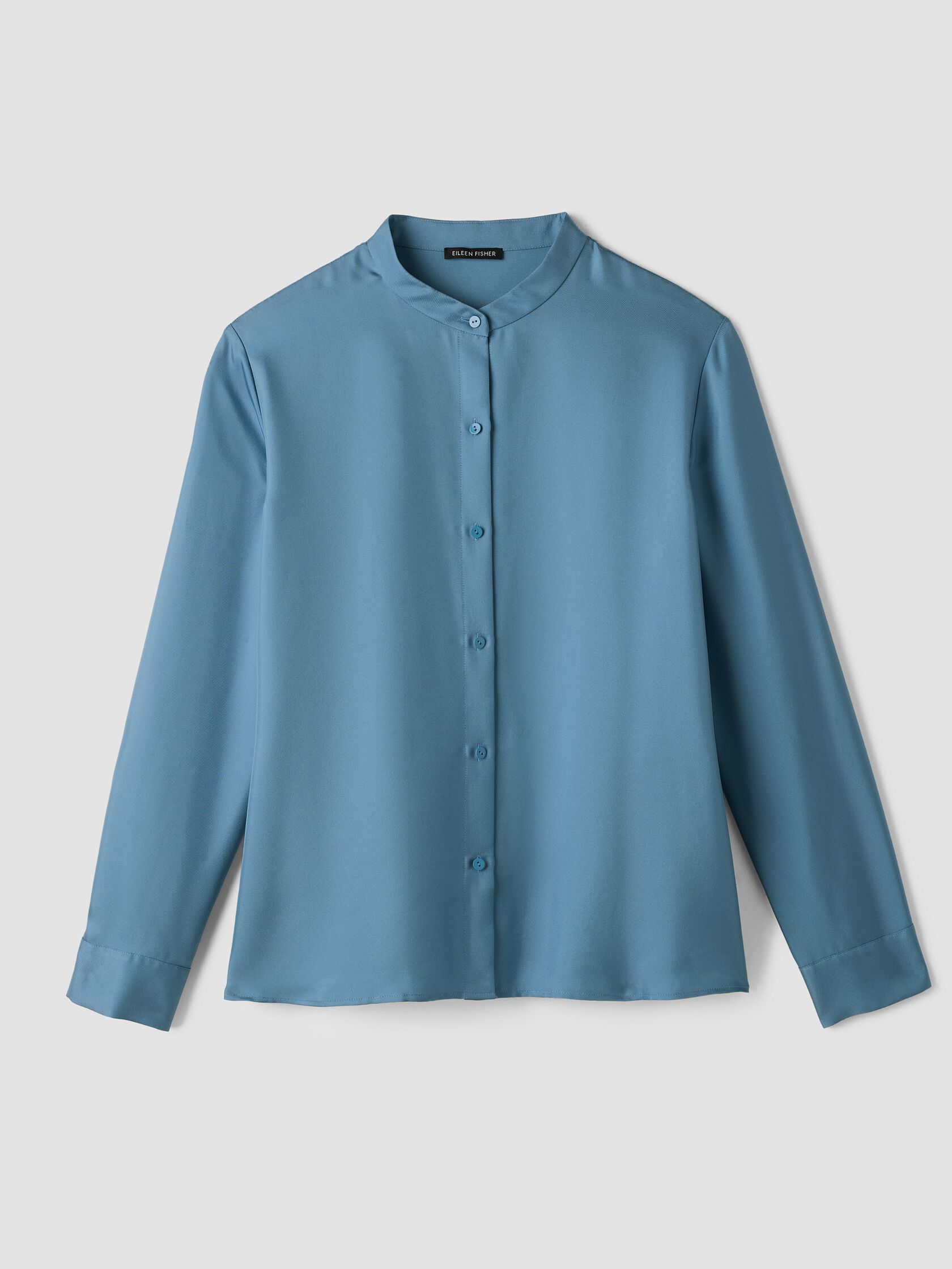 Silk Twill Band Collar Shirt