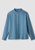 Silk Twill Band Collar Shirt